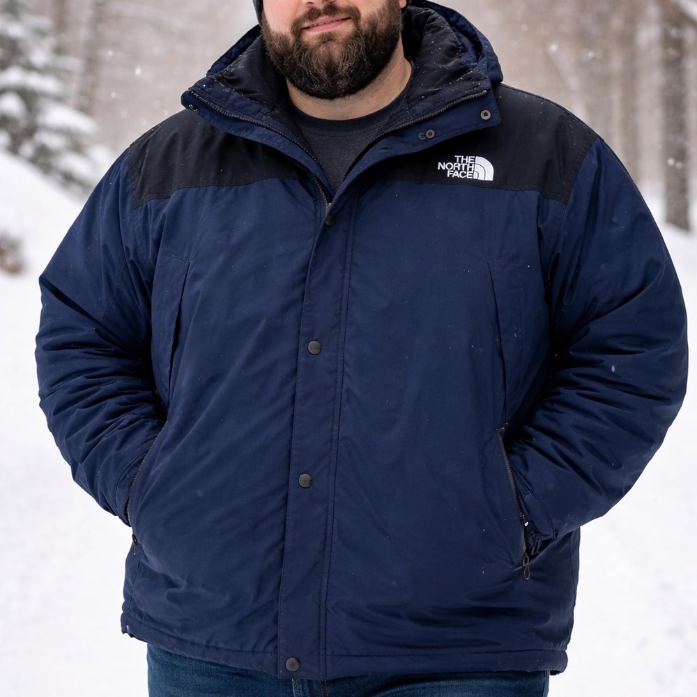 The North Face Men's Blue and Black Puffer Jacket